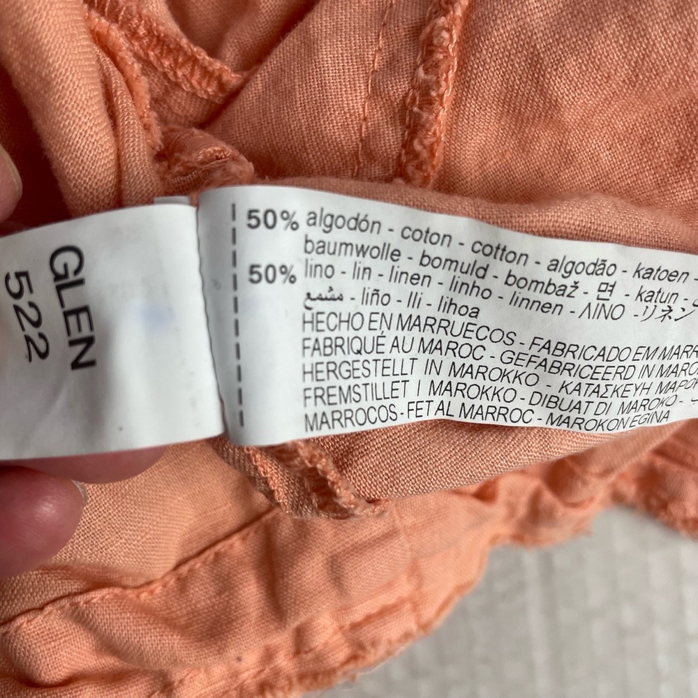 Zara Peach Coral Button Up Frayed Hem Cropped Jacket Womens Large - Picture 7 of 9
